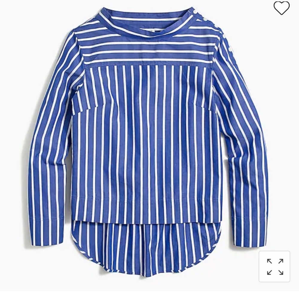 Striped funnelneck top in cotton poplin